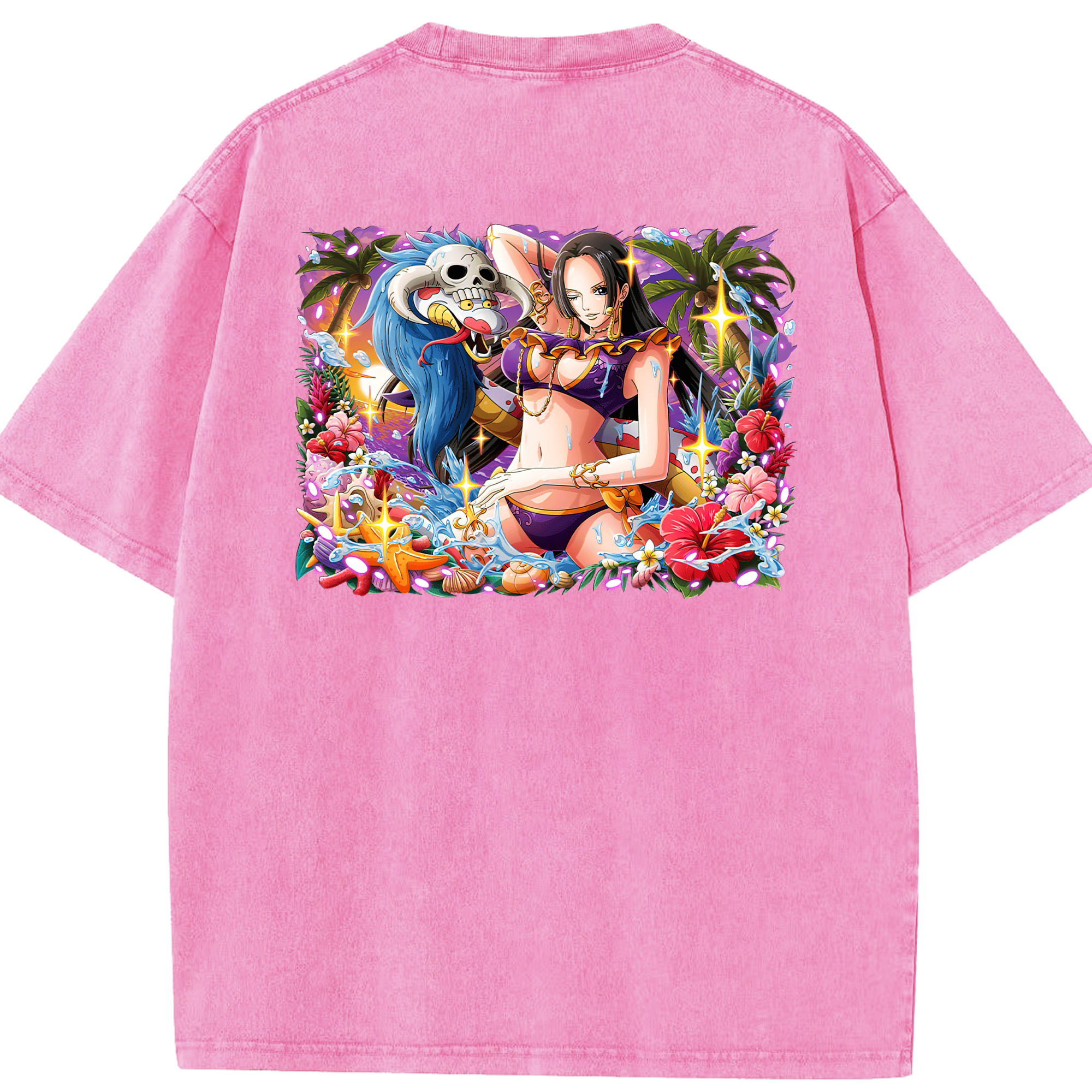 ワンピース ボア・ハンコック ONE PIECE Boa·Hancock 綿100% ヴィンテージ風 半袖Tシャツ（背面プリント）
